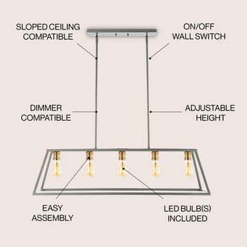 Floyd 38" Adjustable Iron Farmhouse Vintage LED Dimmable Pendant
